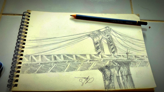 karya lansung penulis: Harisa Manda Zakira (terinspirasi dari jembatan Manhattan Bridge, New York)