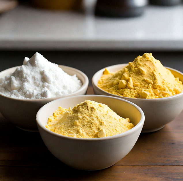 Tepung Putih Telur, Kuning Telur dan Tepung Telur Utuh (sumber : Grok Images)