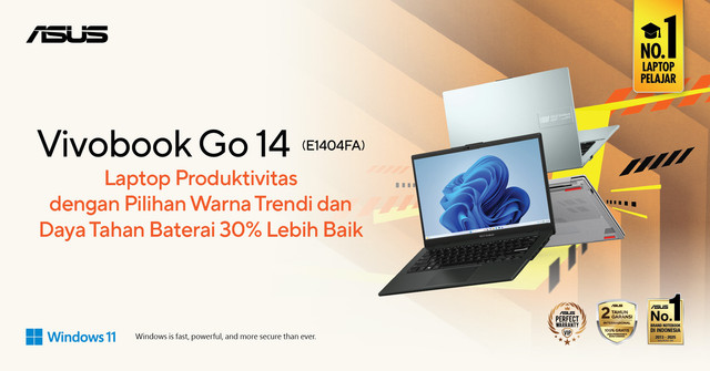 ASUS Vivobook Go 14 (E1404F) memiliki beragam fitur yang dapat menunjang masa perkuliahan. Foto: dok. ASUS