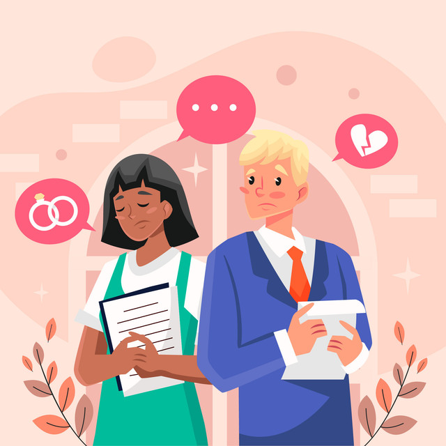 https://www.magnific.com/free-vector/hand-drawn-divorce-illustration_66068626.htm#fromView=search&page=1&position=0&uuid=26291ba9-15ee-47b0-bf40-d72a27184159&query=Menunda+Pernikahan+demi+Karier%3A+Pilihan+Pribadi+atau+Tekanan+Sosial%3F