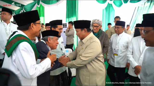 Presiden Prabowo Subianto hadiri Penutupan Musyawarah Nasional Alim Ulama dan Konferensi Besar NU 2026 di Bangkalan, pada Selasa (23/6/2026). Foto: YouTube/ Sekretariat Presiden