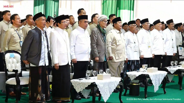 Presiden Prabowo Subianto hadiri Penutupan Musyawarah Nasional Alim Ulama dan Konferensi Besar NU 2026 di Bangkalan, pada Selasa (23/6/2026). Foto: YouTube/ Sekretariat Presiden
