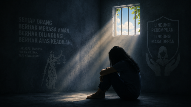 Ilustrasi kekerasan terhadap perempuan dan pentingnya perlindungan hak asasi manusia. (sumber:ChatGPT AI)