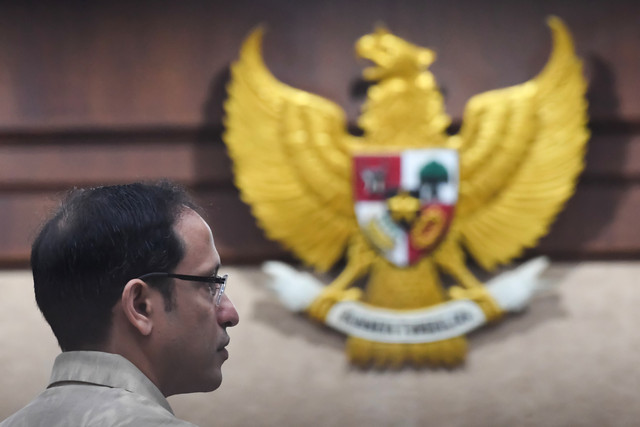Terdakwa kasus dugaan korupsi pengadaan Chromebook dalam program digitalisasi pendidikan di Kemendikbudristek, Nadiem Anwar Makarim mengikuti jalannya sidang di Pengadilan Tipikor, Jakarta, Selasa (23/6/2026). Foto: M Risyal Hidayat/ANTARA FOTO