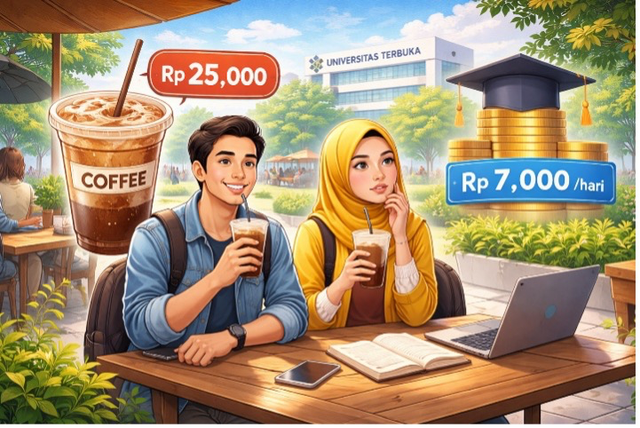Ilustrasi biaya kuliah di Universitas Terbuka hanya sekitar Rp 7.000 per hari. Foto: Dok. Istimewa
