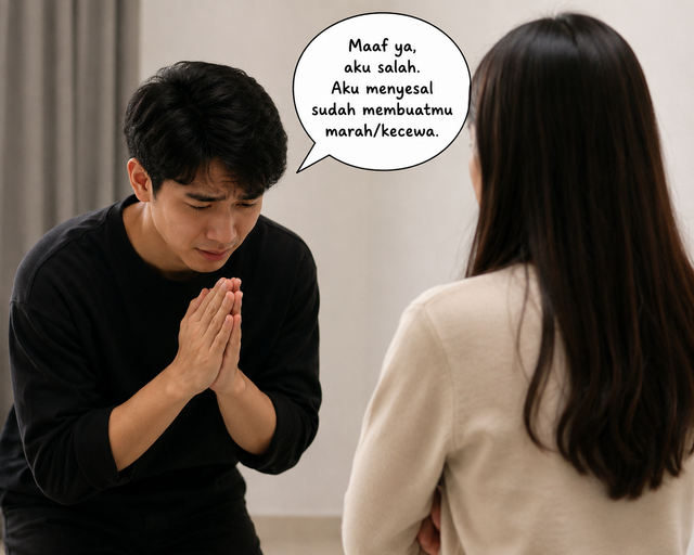 Ilustrasi minta maaf (sumber: AI GENERATED)
