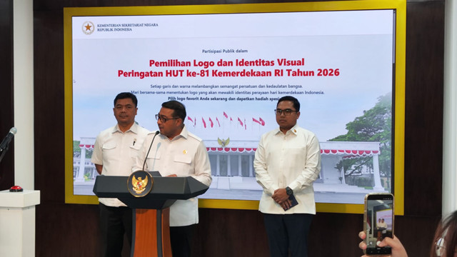 Jumpa pers pemilihan logo peringatan HUT ke-81 RI di Kantor Presiden, Istana Kepresidenan Jakarta, Rabu (24/7/2026). Foto: Jonathan Devin/kumparan