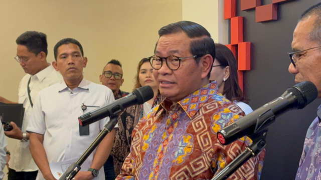 Gubernur DKI Jakarta Pramono Anung dalam jumpa pers di kawasan Jakarta Pusat, Rabu (24/6). Dok Nauval Pratama