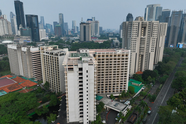 Foto udara suasana dari Hotel Sultan di Blok 15 Gelora Bung Karno (GBK), Senayan, Jakarta, Rabu (24/6/2026). Foto: M Risyal Hidayat/ANTARA FOTO