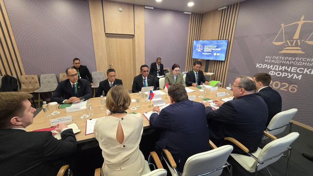 Menteri Hukum, Supratman Andi Agtas, menghadiri 14th St. Petersburg International Legal Forum (ILF) di Rusia, Kamis (25/6/2026). Foto: Dok. Istimewa