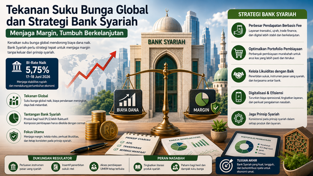Ilustrasi Tekanan Suku Bunga Global dan Strategi Bank Syariah. Generated by AI