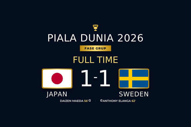 Hasil Piala Dunia 2026: Jepang dan Swedia Berbagi Poin Dramatis