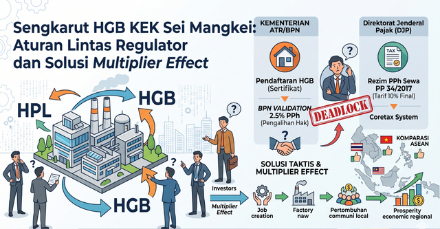 Sengkarut HGB KEK Sei Mangkei. Ilustrasi: Gemini AI