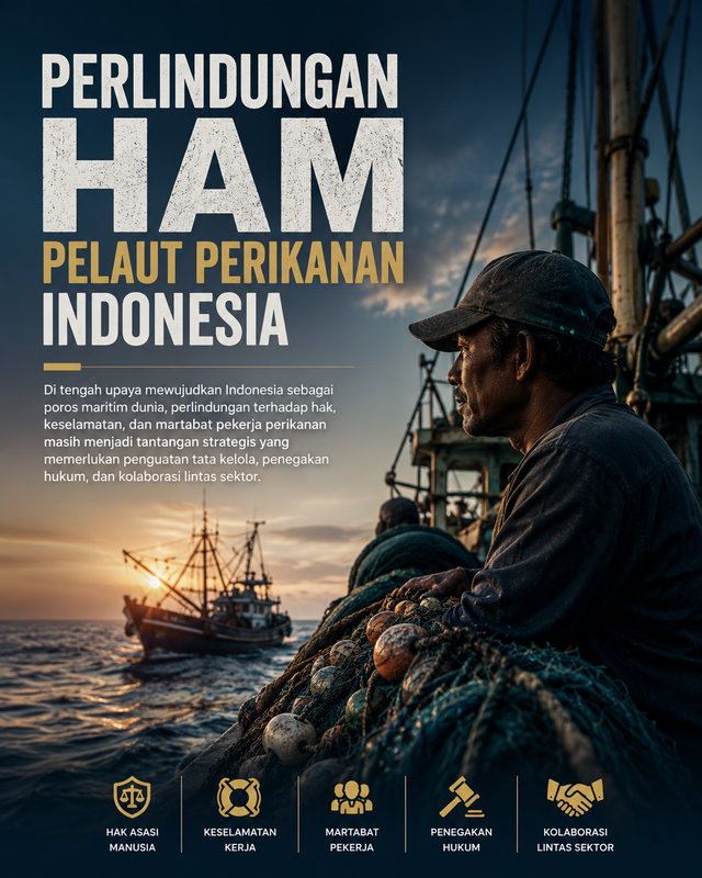 Ilustrasi Perlindungan HAM Pelaut Perikanan Indonesia (Gambar: Moh Nur Nawawi)