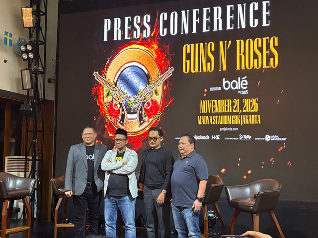 Suasana konfrensi pers Guns N' Roses yang digelar di Jakarta Jumat (26/6). Foto: Gitario Vista I/kumparan