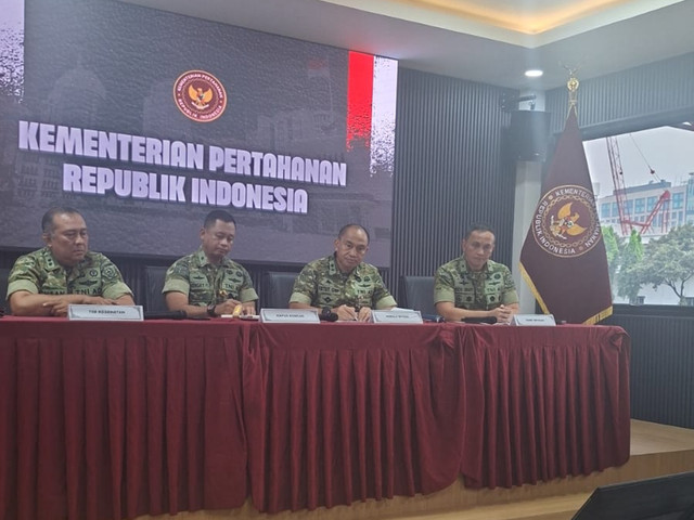 Konferensi pers Kementerian Pertahanan Republik Indonesia terkait evaluasi Latsar SPPI KDKMP, Sabtu (27/6/2026). Foto: Pradya Tirta/kumparan