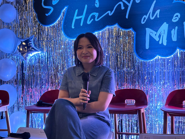 Bernadya saat konferensi pers album dan showcase "Semoga Hanya di Mimpi" di kawasan Jakarta Selatan. Foto: Salsha Okta Fairuz/kumparan