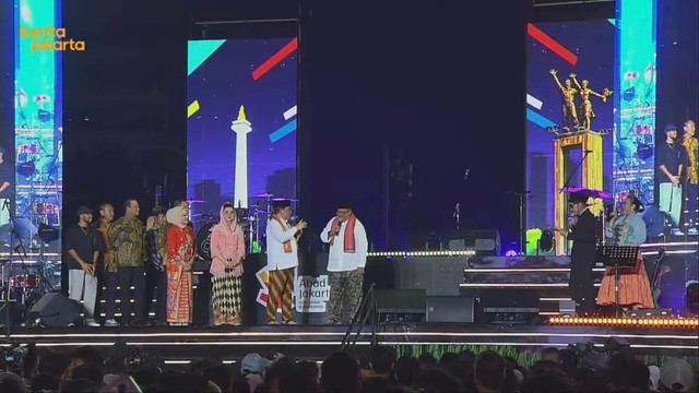 Gubernur DKI Jakarta Pramono Anung, dan Wakil Gubernur DKI Jakarta Rano Karno, saat malam perayaan HUT ke-499 DKI Jakarta di Bundaran HI, Sabtu (27/6/2026). Foto: Youtube/Pemprov DKI Jakarta