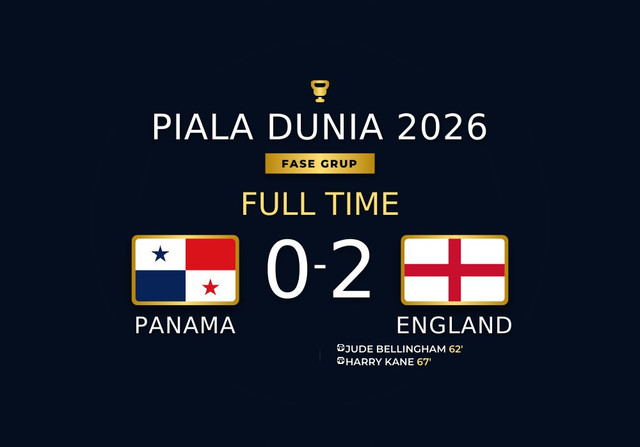Hasil Piala Dunia 2026: Inggris Bungkam Panama 0-2