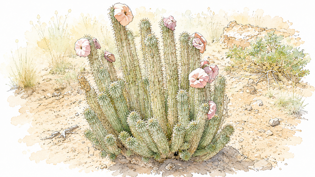 Ilustrasi hoodia gordonii farmasi kaktus Afrika Kalahari penekan nafsu makan P57.Photo by GPT AI