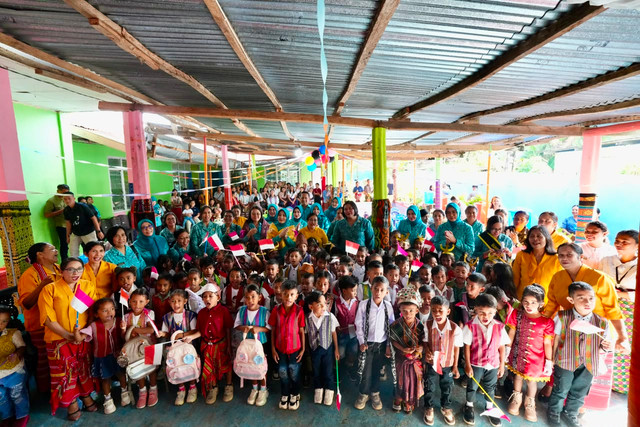Ketum TP PKK Tri Tito Karnavian mengunjungi TK Dharma Wanita Kefamenanu, Timor Tengah Utara, NTT, Kamis (25/6/2026). Foto: Kemendagri RI
