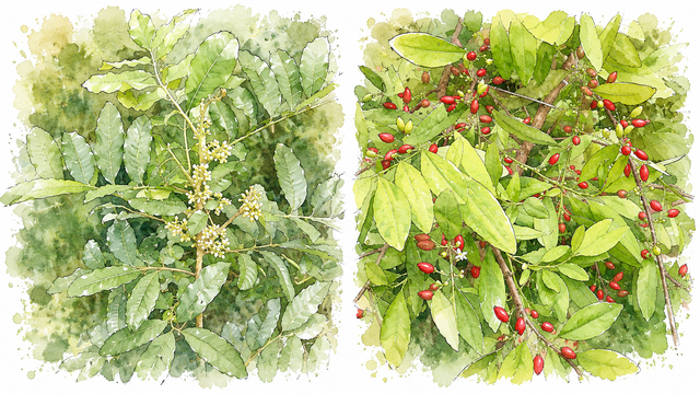 Ilustrasi bahan catuaba dopamin otak herbal Amazon Brasil neuroprotektif.Photo by GPT AI