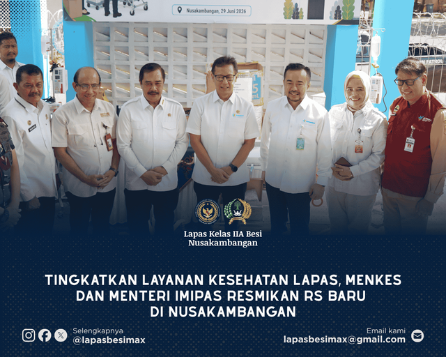Tingkatkan Layanan Kesehatan Lapas, Menkes dan Menteri Imipas Resmikan RS Baru