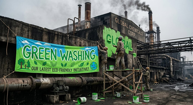 Gambar Contoh Greenwashing. Sumber : Gemini AI