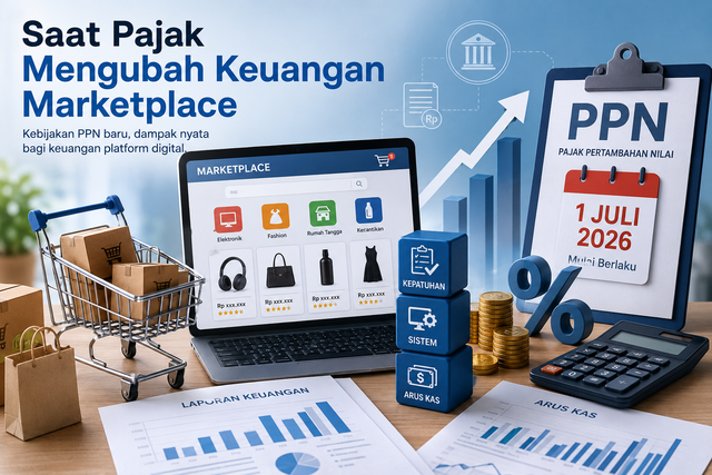 Ilustrasi pajak mengubah keuangan marketplace. Sumber : ChatGPT