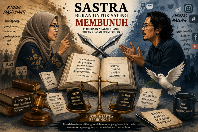 Ilustrasi perseteruan dan perbedaan tafsir yang berujung penghakiman. Foto: Generate by AI