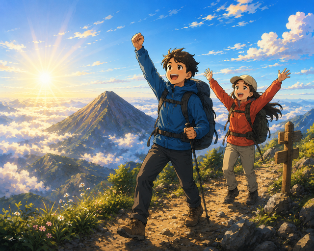 Ilustrasi mendaki gunung (Sumber: Dibuat oleh chatgpt)