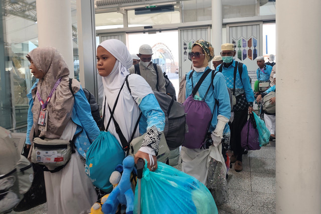 Jemaah haji UPG 43 saat tiba di Bandara Madinah, Arab Saudi. Foto: MCH 2026