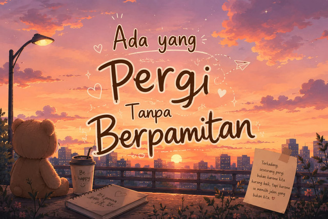 Ilustrasi analisis cerpen Ada yang Pergi Tanpa Berpamitan. Gambar dibuat Sendiri Menggunakan Aplikasi Canva.