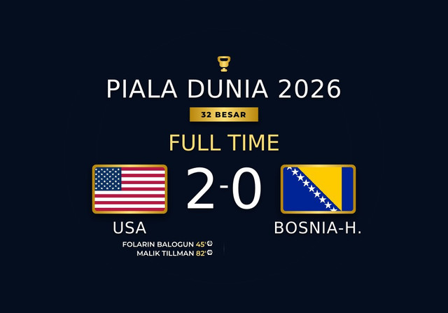 Hasil Piala Dunia 2026: Amerika Serikat Tumbangkan Bosnia-Herzegovina