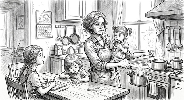 Sumber: Ilustrasi AI seorang ibu single fighter menggunakan ChatGPT.