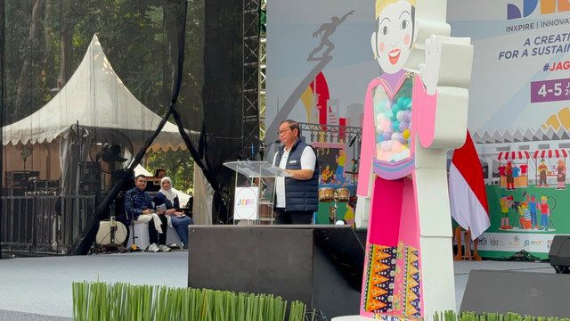 Sambutan Pramono Anung di Acara Jakarta Kreatif Festival di Istora Senayan, Sabtu (4/7/2026). Foto: Rayyan/kumparan