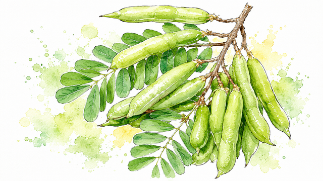 Ilustrasi amtoro antiparasit manusia Leucaena leucocephala tanaman pagar daun.Photo by GPT AI