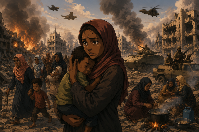 Ilustrasi Perempuan dalam Perang Sudan. Photo by: Nisrina Fauziah Jauhar