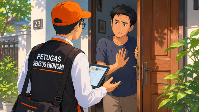 Ilustrasi responden yang menolak didata oleh Petugas Sensus Ekonomi