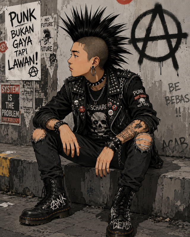 Ilustrasi punk. Sumber: Chat GPT