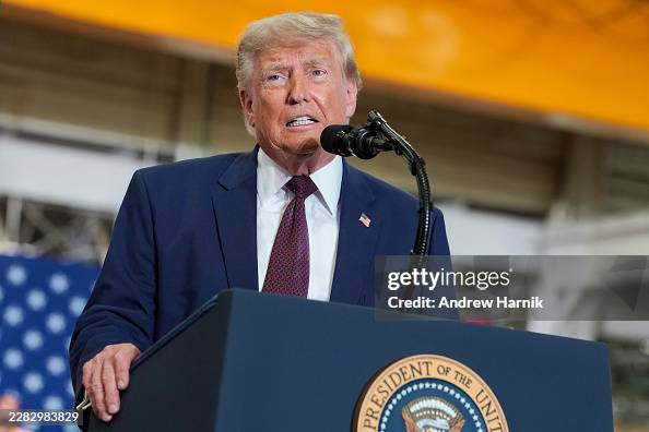 President Trump Speaks At Mack Trucks Facility In Pennsylvania's Lehigh Valley.(Photo by Andrew Harnik/Getty Images)