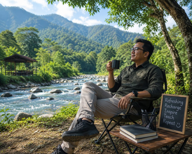 Guru refreshing di alam terbuka
