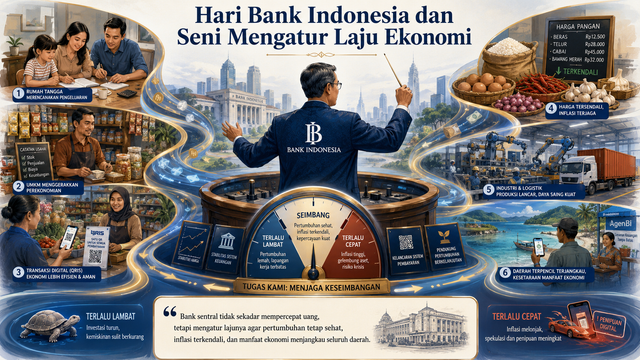 Ilustrasi kebijakan bank sentral dalam mengatur laju ekonomi Indonesia. Foto generated by AI