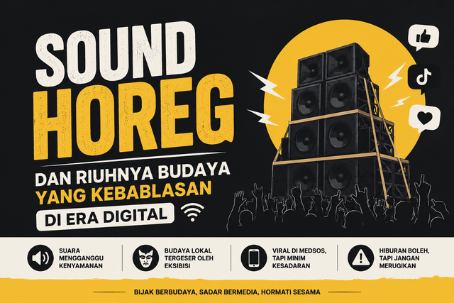 Ilustrasi sound horeg dan tantangan mayarakat digital membesarkan budaya. (https://chatgpt.com)