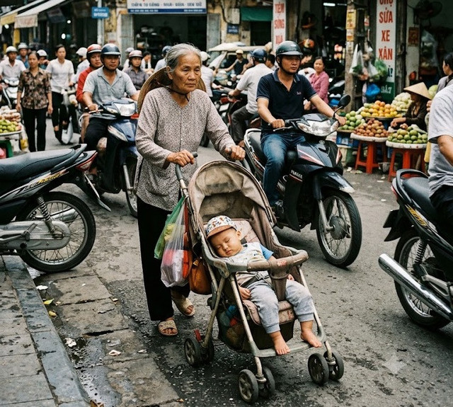 Ilustrasi luasnya kesenjangan usia tua dan muda di Vietnam. Foto: Gemini AI.