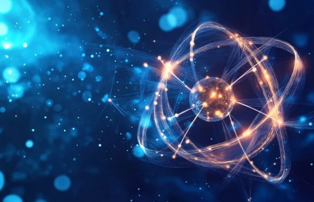Illustrasi Artistik Gravitasi Kuantum 3D Sebagai Pabrik Anyon Non-Abelian (Gambar dibuat oleh Nano Banana AI) 