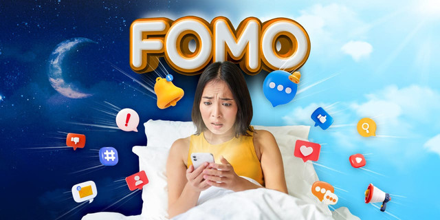 Ilustrasi fenomena FOMO (Fear of Missing Out) akibat penggunaan media sosial yang berlebihan. (Foto: Ilustrasi/Generative AI)