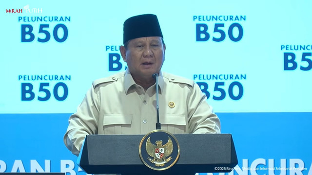 Presiden Prabowo Subianto, memberikan sambutan pada acara peluncuran Biodiesel B50 di Karawang, Kamis (9/7/2026). Foto: YouTube/ Sekretariat Presiden
