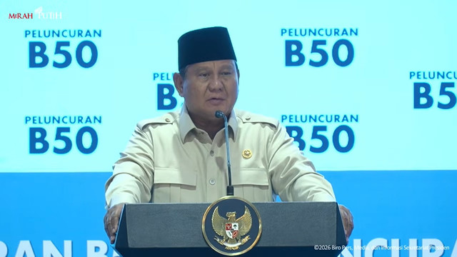 Presiden Prabowo Subianto, memberikan sambutan pada acara peluncuran Biodiesel B50 di Karawang, Kamis (9/7/2026). Foto: YouTube/ Sekretariat Presiden