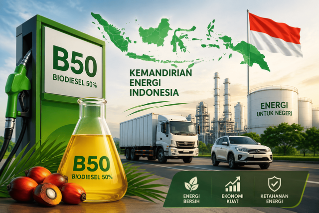 Ilustrasi B50 diluncurkan di Indonesia. (Sumber: ChatGPT.co.id).